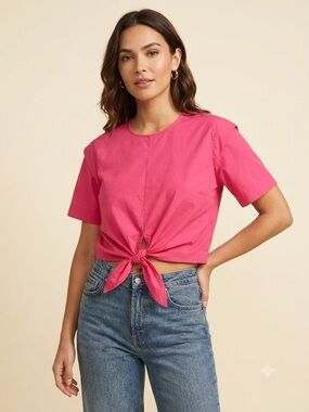 Banana Republic Pink Tie-Front Crop Top